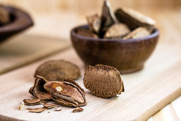 Brazil nut, with shell. Culinary ingredient from brazil.