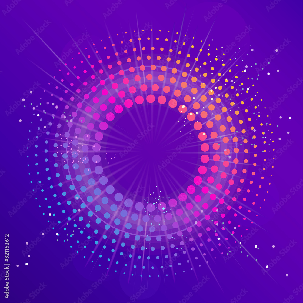 Canvas Prints blue abstract disco background with neon glowing circle. vector