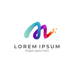 Letter m colorful logo design, 3d initial letter m logo template suitable for company name and business brand identity, vector water splash.