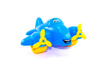 toy blue plane on a white background