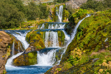Fototapeta premium Waterfall in Gjain in thjorsardalur valley in South Iceland