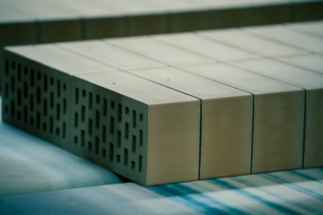 Brick production, hollow ceramic bricks factory.