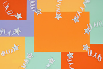Bright background with a non-symmetrical geometric pattern in trendy colors with a composition of...