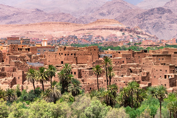 Small village in Atlas Mountains of Morocco in North Africa