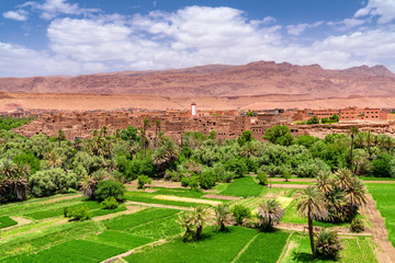 Small village in Atlas Mountains of Morocco in North Africa