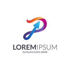Arrow letter p business logo design, creative letter suitable for company name and business brand identity, vector up arrow.