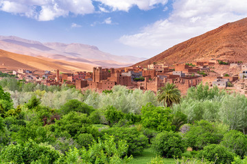 Small village in Atlas Mountains of Morocco in North Africa