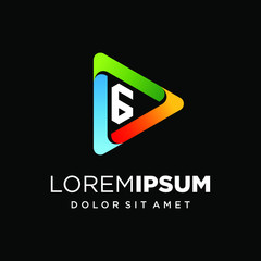 Initial Number 6 with Play Logo Design