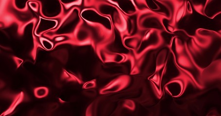 Red metallic wave liquid background. Glamour satin lava texture 3D rendering 3D illustration