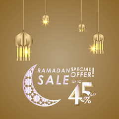 Ramadan Sale up to 45% off Special Offer Vector Template Design Illustration