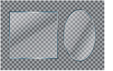 set of transparent glass plate or acrylic glass texture or realistic glass   tempered concept. eps 10 easy to modify