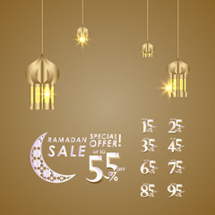 Ramadan Sale up to 55% off Special Offer Vector Template Design Illustration