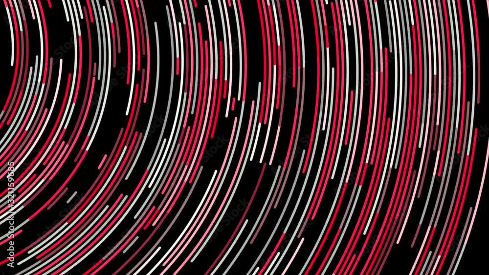 Poster beautiful abstract animation of multicolored neon lines rotating in a circle on the black background
