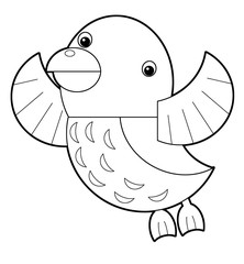 Cartoon animal bird flying - coloring page - illustration