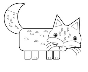 Cartoon happy animal fox coloring page - illustration