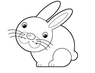 cartoon scene with rabbit bunny on white background - illustration