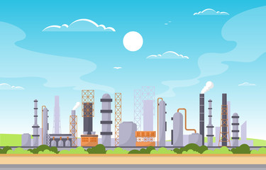Obraz premium Industrial Factory Concept Manufacturing Building Facilities Area Landscape Flat Illustration