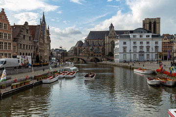 Korenlei and Graslei in Ghent Belgium