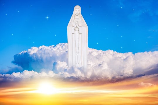 Mary on Cloud and sky , Blessed Virgin Mary 