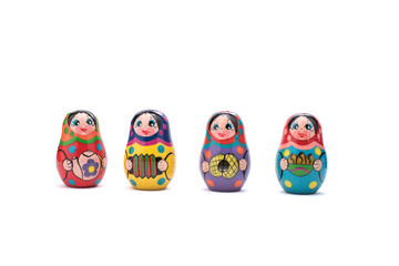traditional russian souvenir matryoshka, four  babushka doll in a row