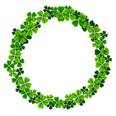 St Patrick's day round frame with green clovers