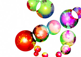 カラフルな円が重なる抽象的な背景