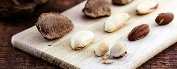 Foods with healthy unsaturated fat. Brazil nut seeds. Brazilian nuts grown in Brazil and Bolivia for export.