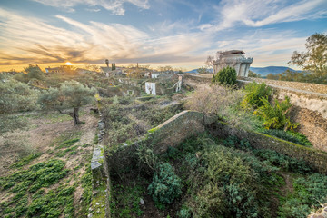 Medieval age scenery at the amazing and abandoned Granadilla town. The impressive medieval castle...