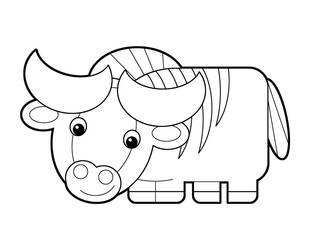 cartoon scene with gnu on white background illustration