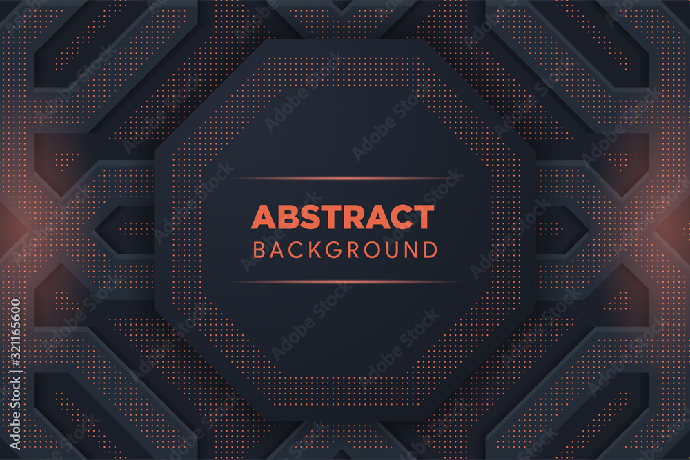 Fototapete black and red abstract background. geometric shapes, octagon design. abstract light halftone. text p
