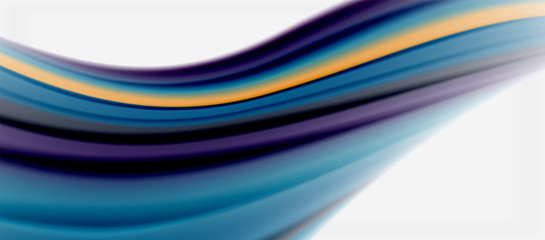 Wave lines abstract background, smooth silk design with rainbow style colors. Liquid fluid color waves. Vector Illustration