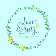 Elegant Decoration of leaf and flower frame, for Love spring greeting card template design. Vector