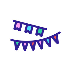 Flags party icon vector. Thin line sign. Isolated contour symbol illustration