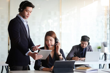 Business working in office with documents and laptop people Consulting and business planning.