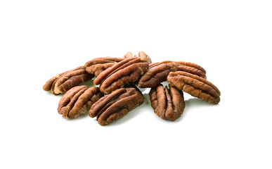 Isolated Pecans on White Background