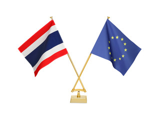 二つの国の卓上国旗