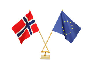 二つの国の卓上国旗