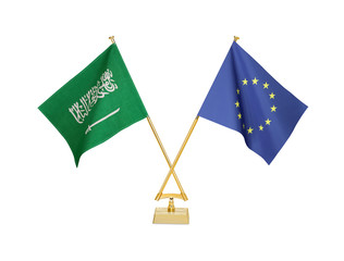 二つの国の卓上国旗