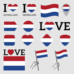 Flag of Netherlands. Set of vector Flags. 