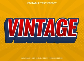 vintage text effect template with 3d bold type style and retro concept use for brand label and logotype 