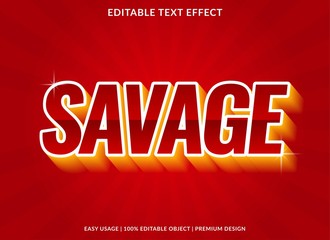 savage text effect template with 3d bold type style and retro concept use for achievement sticker and logotype 