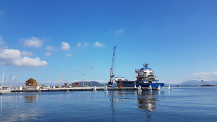 preveza city port greece in winter sunny day