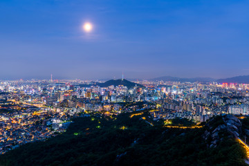 Fototapeta na wymiar Seoul City Skyline at Night,Seoul South Korea
