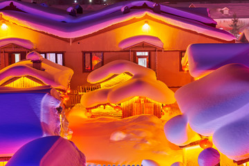 The beautiful night landscape of China Snow Town.