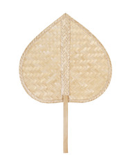 Thai native fan made from bamboo weave isolated on white background with clipping path