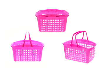 Shopping plastic basket isolated on white background