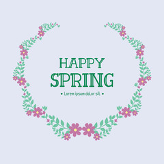Elegant decoration of leaf and floral frame, for beautiful happy spring greeting card design. Vector