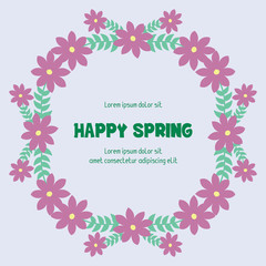 Vintage Pattern of leaf and wreath frame, for happy spring greeting card design. Vector