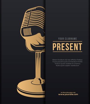 Illustration of elegant poster background template with microphone concept