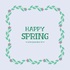 Seamless Shape of happy spring greeting card, with beautiful leaf and flower frame. Vector
